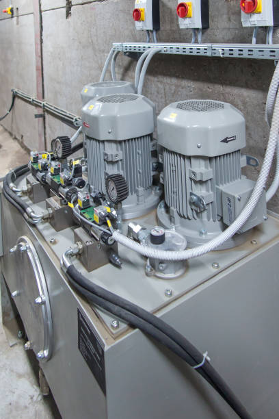 istock Hydraulic power unit to control the actuators in the bulk material 1357750234