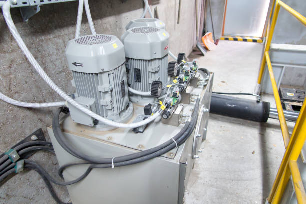 istock hydraulic cylinders to drive the biomass scraping feeder 1357750260