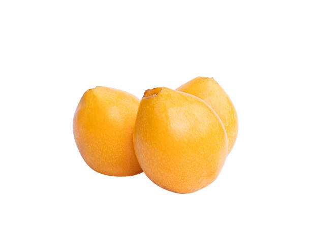 istock Three loquat fruit isolated on the white background. 1357752936