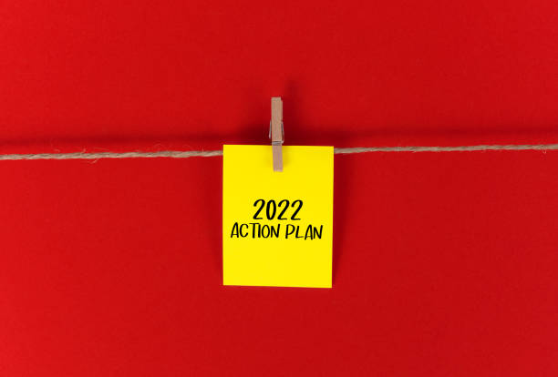 plano de ação para 2022. fundo de metas do novo ano. - clothesline clothespin adhesive note bulletin board - fotografias e filmes do acervo