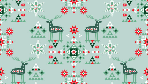 illustrations, cliparts, dessins animés et icônes de joyeux noël bonne année motif sans couture vacances hiver fond nordique - snowman pattern