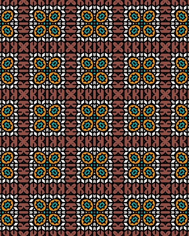 Seamless tile pattern with colourful Moroccan-style ornaments
