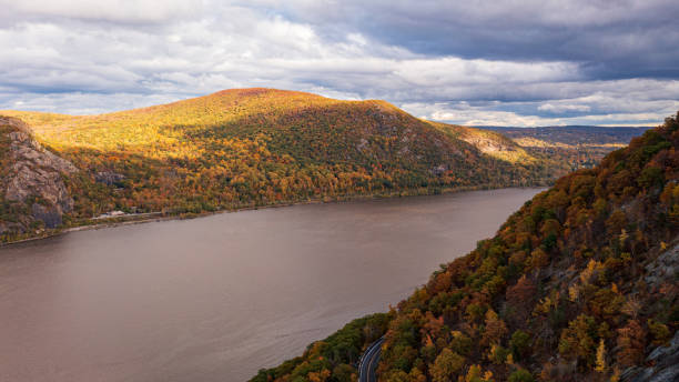 istock A high angle view over The Hudson River near Cornwall on Hudson, New York. It is a beautiful day with colorful fall foliage on the surrounding mountains 1357760799