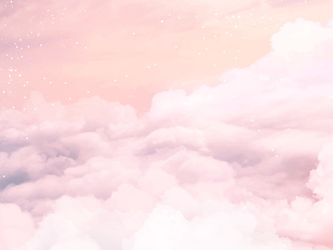 Sugar cotton pink clouds vector design background
