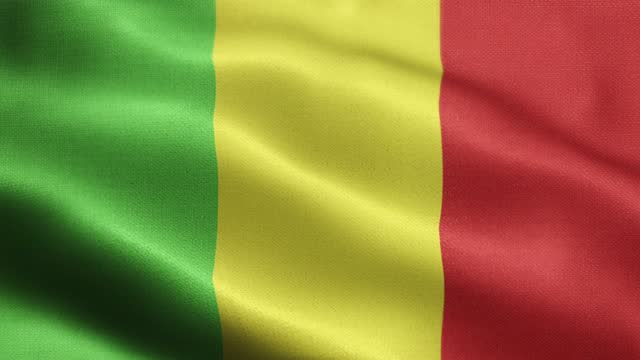 National Flag of Mali Animation Stock Video - Malian Flag Waving in Loop and Textured 3d Rendered Background - Highly Detailed Fabric Pattern and Loopable - Republic of Mali Flag