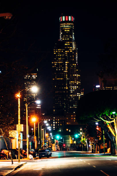 istock Los Angeles downtown by night 1357773253