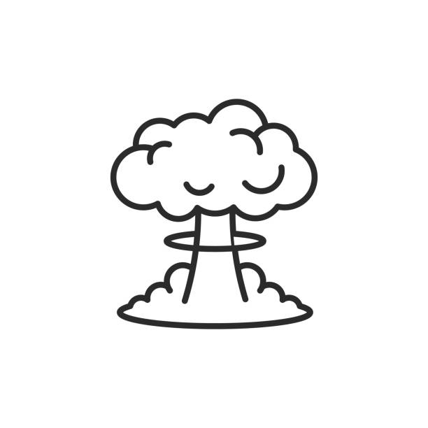 symbol "nukleare explosion". pilzwolkensymbol auf weißem hintergrund isoliert. militärbezogenes symbol. vektorillustration - atombombenexplosion stock-grafiken, -clipart, -cartoons und -symbole