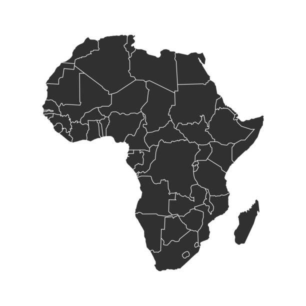 tło mapy kontynentalnej afryki z krajami. mapa afryki izolowana na białym tle. ilustracja wektorowa - zaire emery stock illustrations