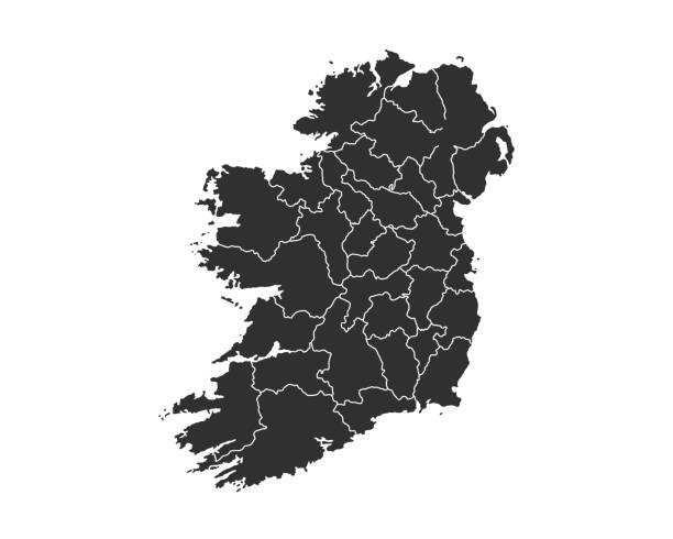 tło mapy irlandii z prowincjami. mapa irlandii izolowana na białym tle. ilustracja wektorowa - local landmark obrazy stock illustrations