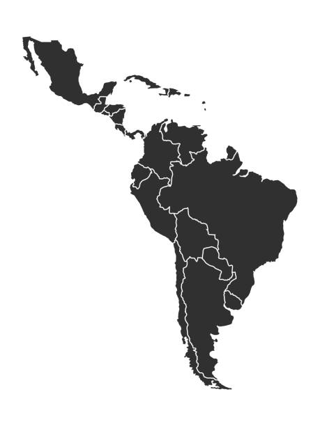 ilustrações, clipart, desenhos animados e ícones de américa latina mapeia fundo com países. mapa da américa latina isolado em fundo branco. ilustração vetorial - outline mexico flat world map