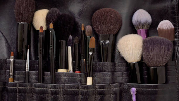 istock Set professional makeup brushes. Make-up artist tools for decorative cosmetics 1357780215