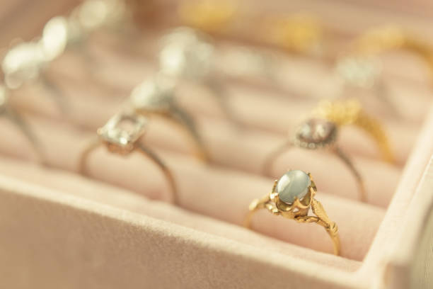 istock Jewelry diamond rings in box 1357785665