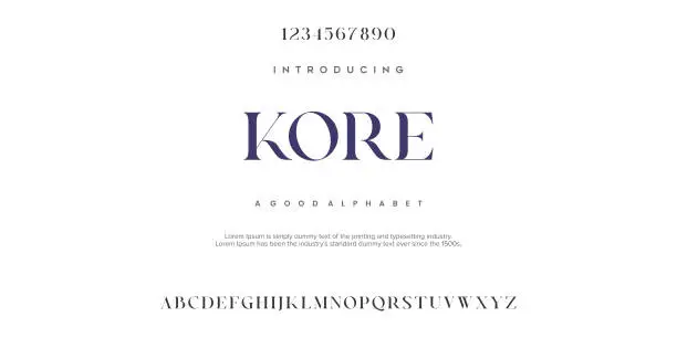 Vector illustration of Kore Font alphabetical typography