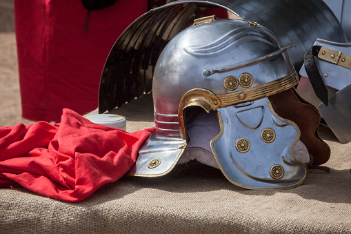 Galea, ancient roman helmet. Roman military personal equipment replica
