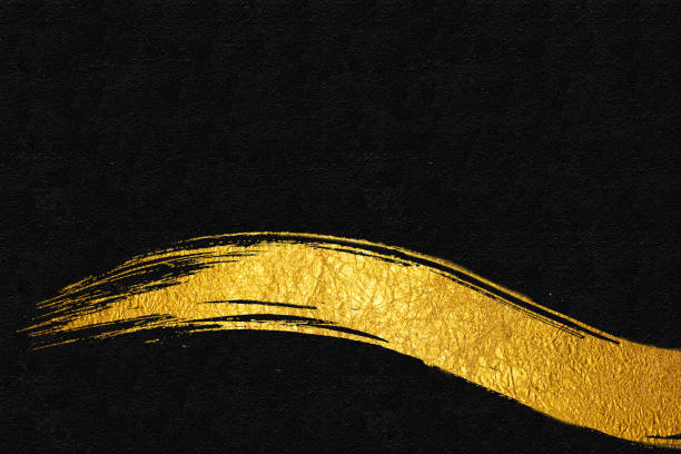 istock Japanese background on black washi paper with gold patterns. 1357792941