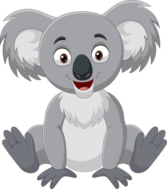 мультяшная забавная маленькая коала сидит - koala animal love cute stock illustrations