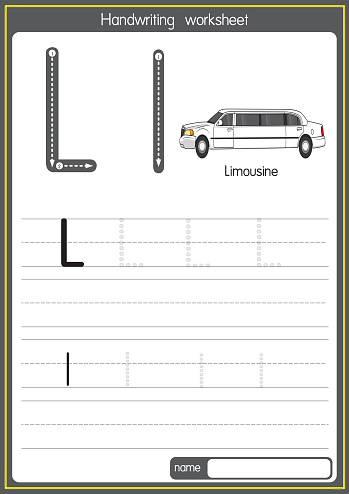 Vector illustration of Limousine with alphabet letter L Upper case or capital letter for children learning practice ABC