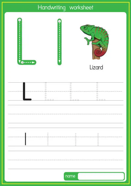 Vector illustration of Vector illustration of Lizard with alphabet letter L Upper case or capital letter for children learning practice ABC