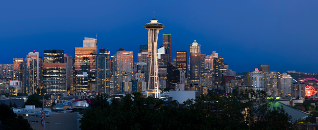 Downtown Seattle Skyline at Twilight. View from Kerry Park, Seattle, Washington State, USA.