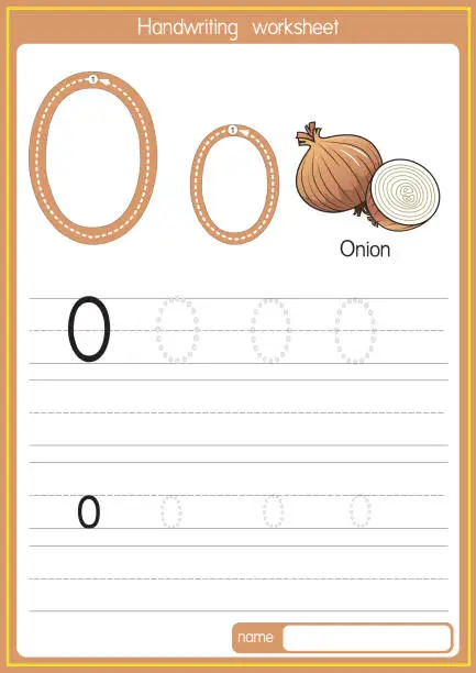 Vector illustration of Vector illustration of Onion with alphabet letter O Upper case or capital letter for children learning practice ABC