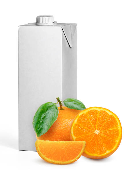 istock Oranges and Box empty white fruit juice isolated on white background 1357801022