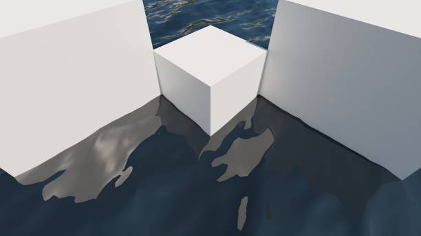 istock Corner To Corner White Cubes Over Ocean Waves Side View 1357801782
