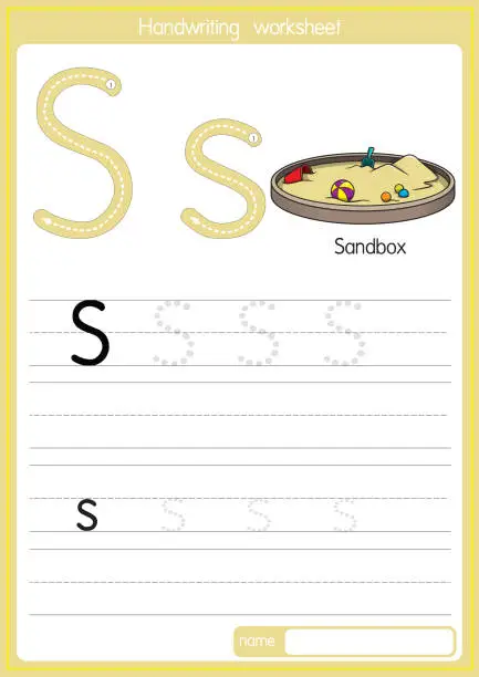 Vector illustration of Vector illustration of Sandbox  with alphabet letter S Upper case or capital letter for children learning practice ABC