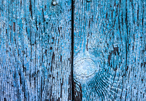 Old Wooden Planks with Weathered Blue Paint