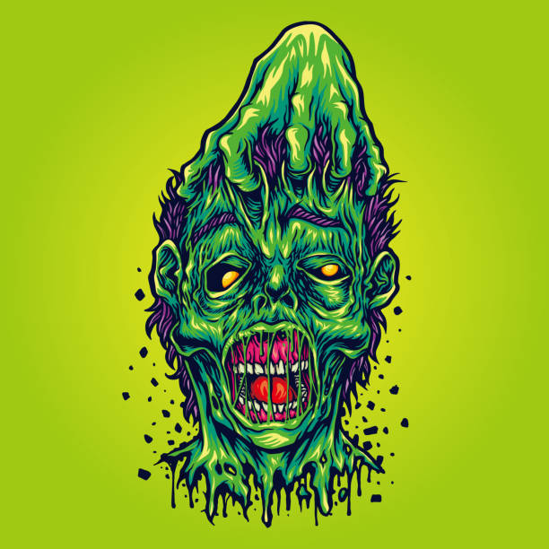 Pulled Skin Face Zombie Halloween Vector illustrations Pulled Skin Face Zombie Halloween Vector illustrations for your work Logo, mascot merchandise t-shirt, stickers and Label designs, poster, greeting cards advertising business company or brands. demon fictional character stock illustrations