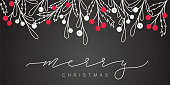 istock Hand lettered Christmas greeting with a doodle berry border 1357808536