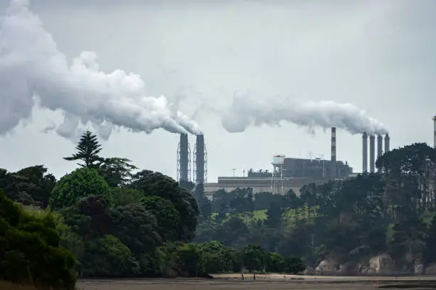 Smoking chimneys of a powerplant