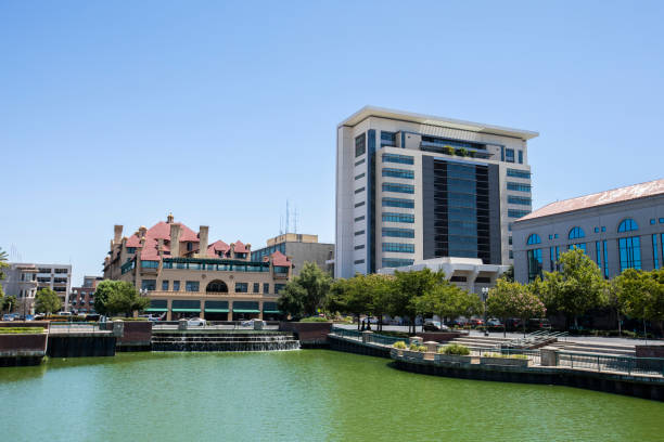 Downtown Stockton Daytime view of the downtown city center of Stockton, California, USA. stockton california stock pictures, royalty-free photos & images