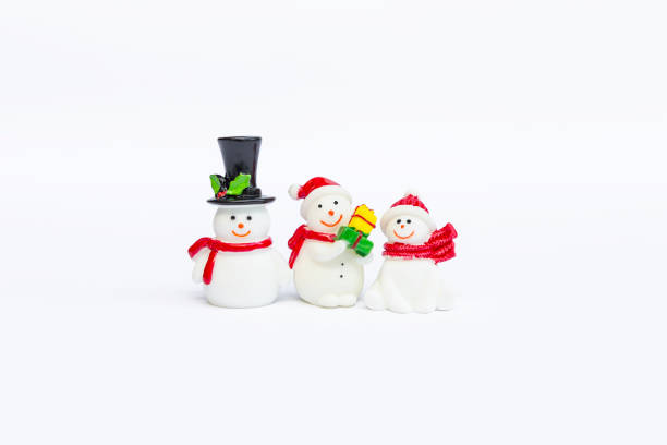 istock Cute little snowman toy set isolate on white background 1357815011