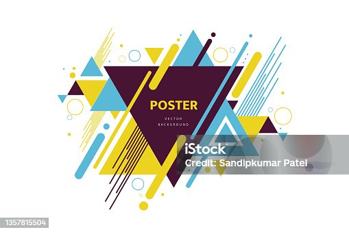 istock Abstract geometric composition forms modern background with decorative triangles 1357815504