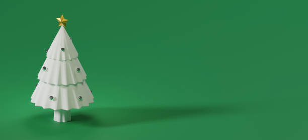 istock 3D illustration of a simple white Christmas tree 1357818360