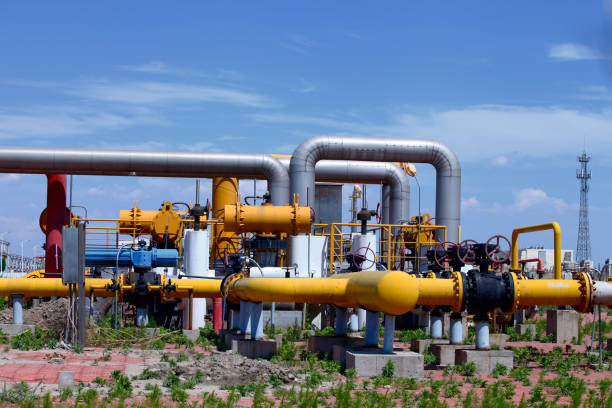istock Oil pipes and valves 1357821223