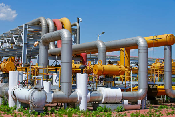 istock Oil pipes and valves 1357821267