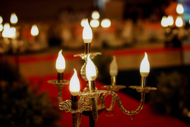 Electric candlestick used to decorate the wedding hall. Cause beauty and romance.