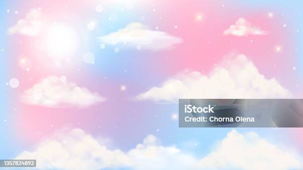 Holographic Fantasy Rainbow Unicorn Background With Clouds Pastel Color Sky  Magical Landscape Abstract Fabulous Pattern Cute Candy Wallpaper Vector  Stock Illustration - Download Image Now - iStock