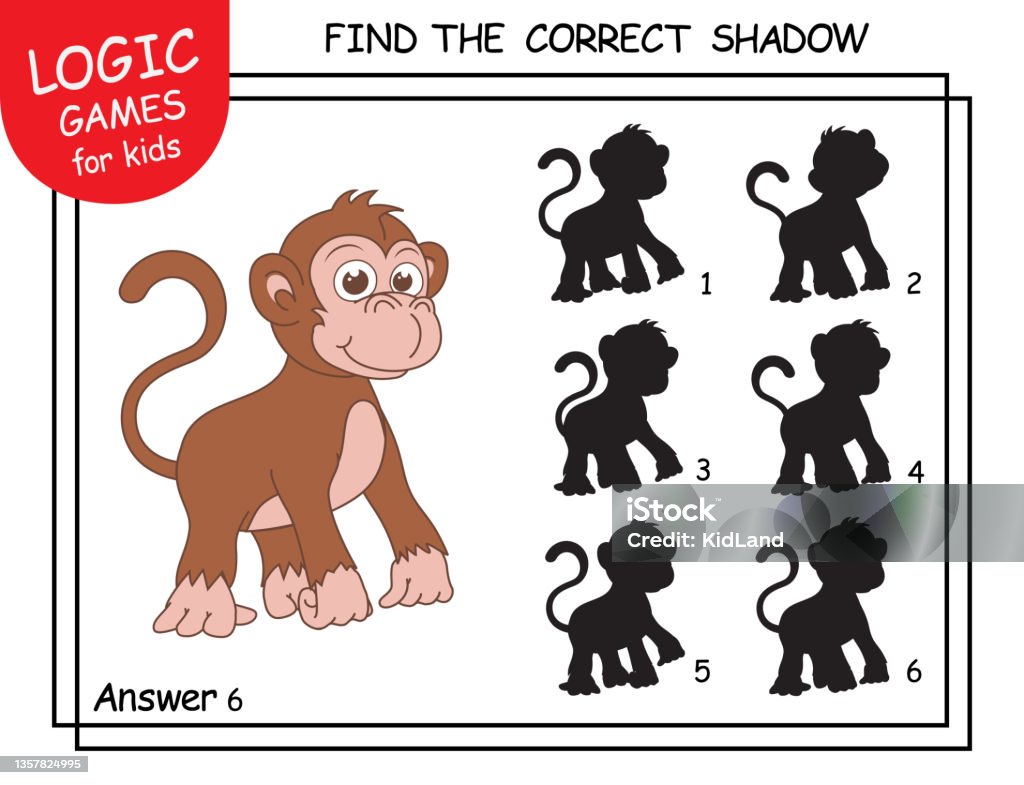 Vetores de Encontre A Sombra Correta Monkey Tarefa Com Resposta Macaco De  Desenho Animado Bonito Aprendendo Jogo Combinando Para Criança Com Animal  Divertido Jogos Lógicos Para Crianças Cartão De Educação Com Tarefa