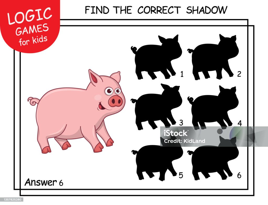 Vetores de Encontre A Sombra Correta Pig Tarefa Com Resposta Um Lindo  Desenho Animado Piglet Aprendendo Jogo Combinando Para Criança Com Animal  Divertido Jogos Lógicos Para Crianças Cartão De Educação Com Tarefa