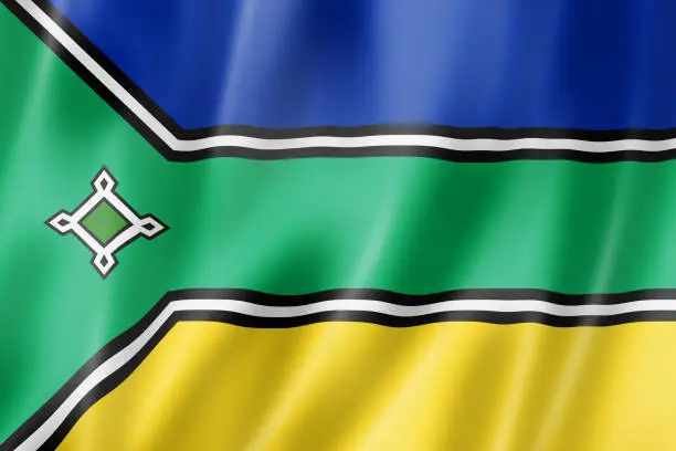Amapa state flag, Brazil waving banner collection. 3D illustration