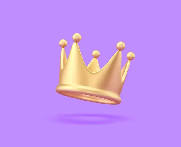 Photo of Golden crown isolated on purple background