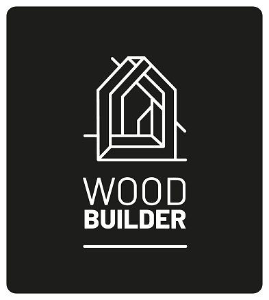 logo for wood craftsman, graphic charter on truck, business card, panel, picto and symbols