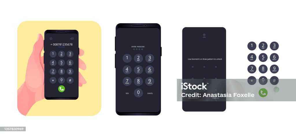 Cellphone With Passcode Lock Screen Interface Use Biometric Or Enter ...