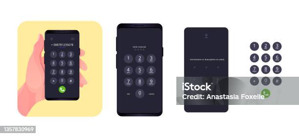 Cell Phone Passcode Cellphone With Passcode Lock Screen Interface Use Biometric Or Enter ...