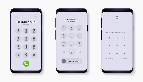 Cellphone With Passcode Lock Screen Interface Use Biometric Or Enter ...