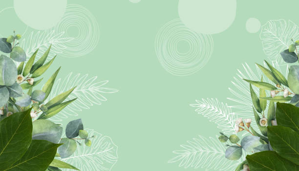 Creative layout made Natural background of green leaves. Flat lay, copy space, digital, banner, website -3d Rendering