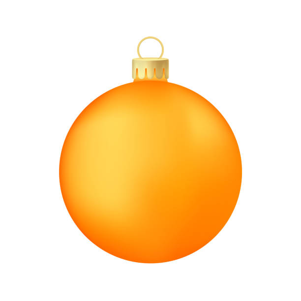 istock Orange Christmas tree toy or ball Volumetric and realistic color illustration 1357833713