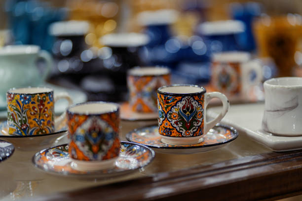 istock Colorful Turkish mugs background 1357834598